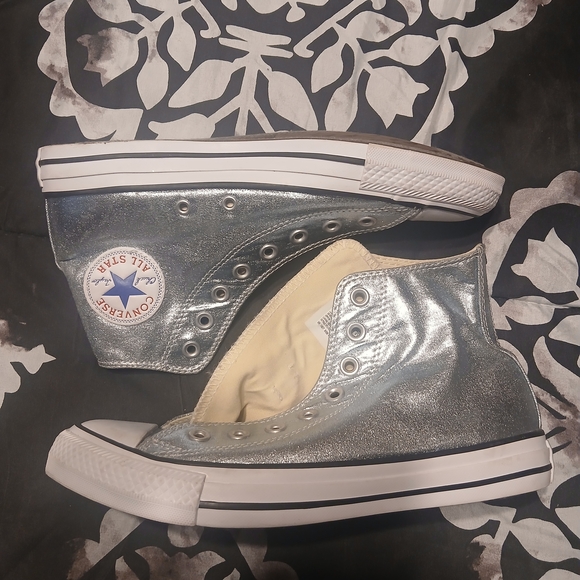 Converse Metallic Light Blue High-Top Sneaker - Women - Picture 2 of 13